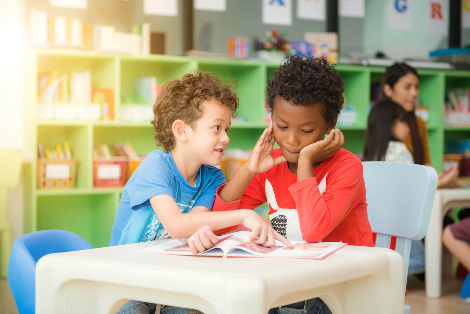 kids talking classroom