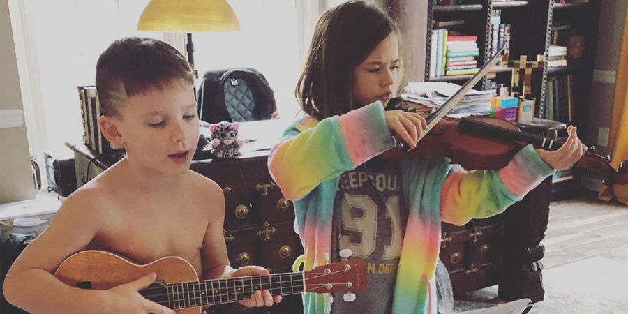 homeschoolers playing musical instruments